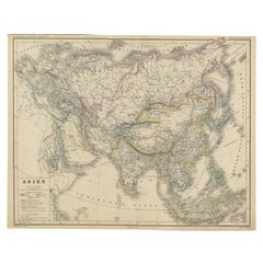 Carte ancienne d'Asie d'une école allemande Atlas, vers 1870