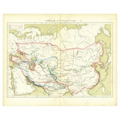 Antike Karte von Asien aus dem 12., 13. und 14. Jahrhundert, 1877