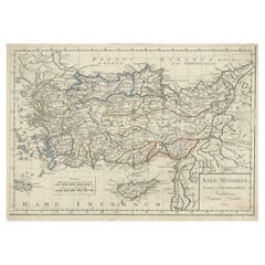 Carta geografica antica dell'Asia Minore, attuale Turchia e Cipro, 1803