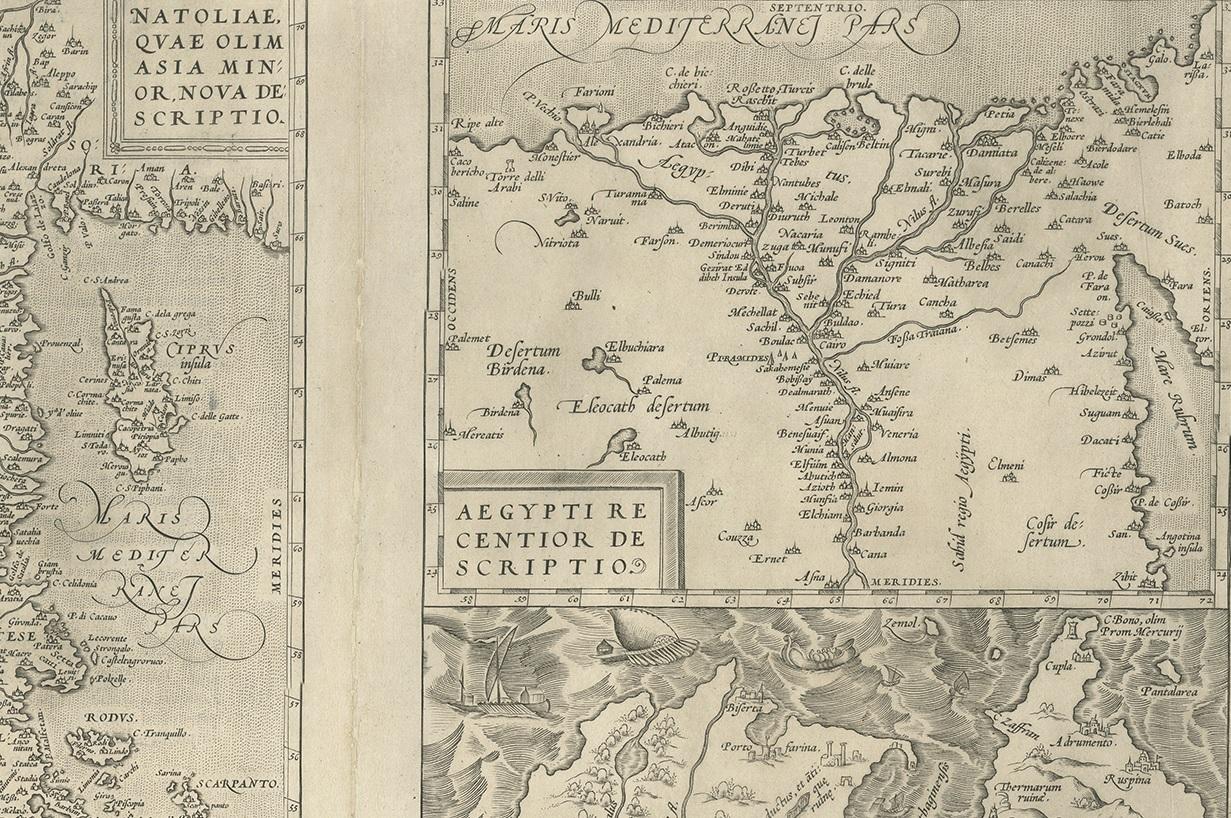 Antike Karte von Asien Minor, Region des Nile und Region der Stadt Carthage im Zustand „Gut“ im Angebot in Langweer, NL