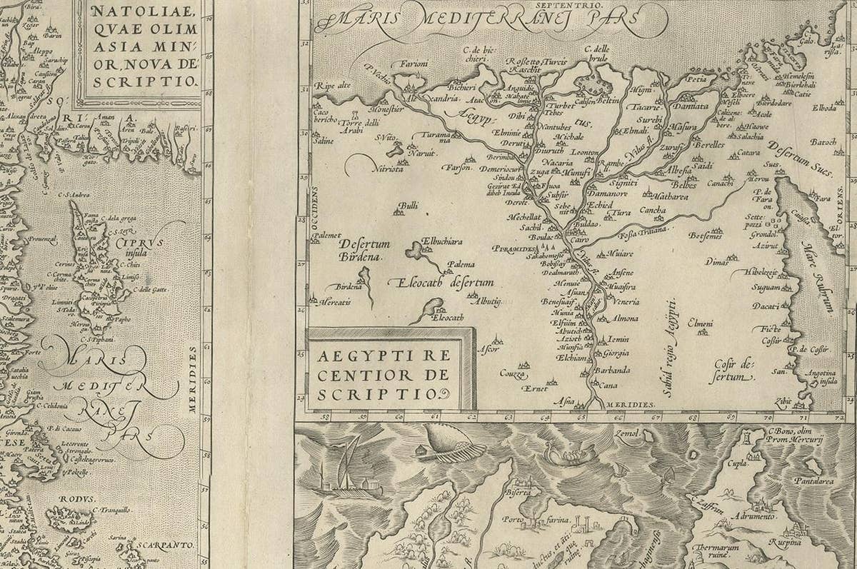 Antique Map of Asia Minor, Region of the Nile and Region of the City of Carthage