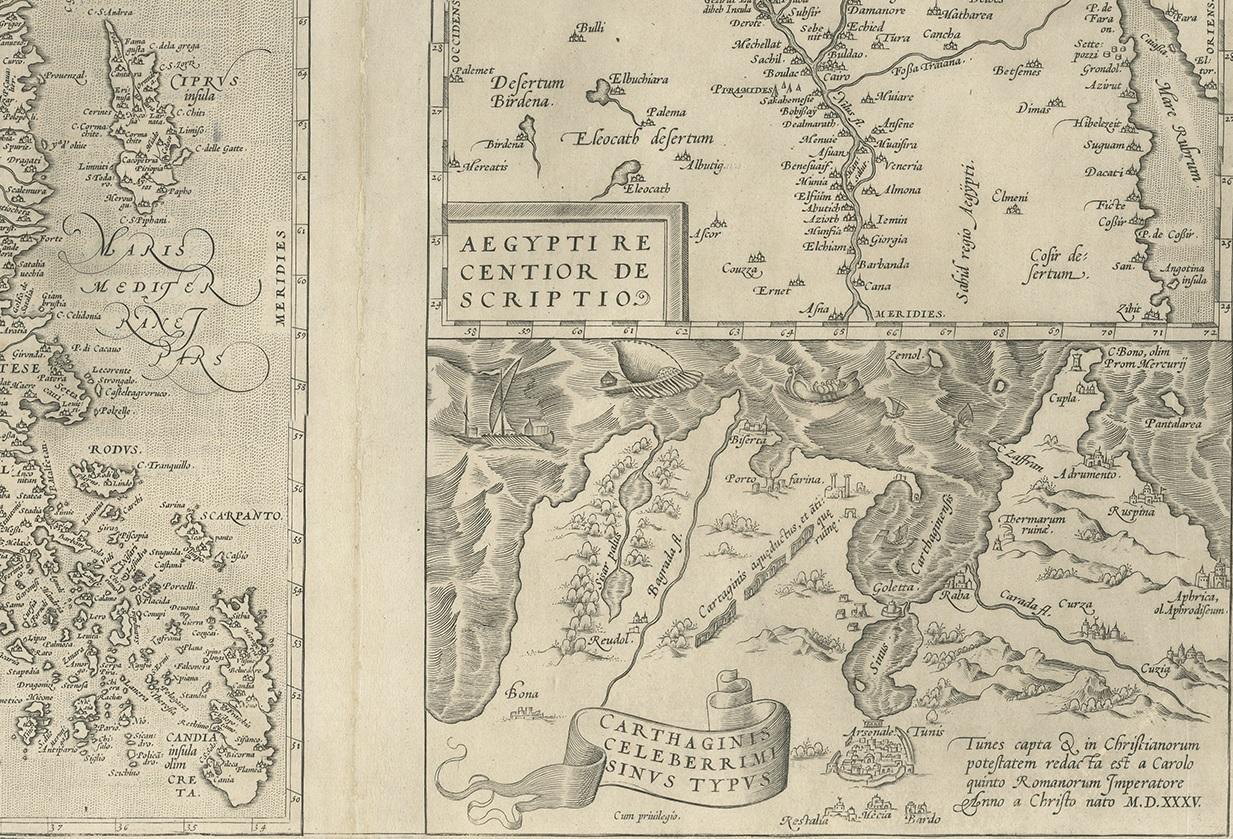 Antike Karte von Asien Minor, Region des Nile und Region der Stadt Carthage (18. Jahrhundert und früher) im Angebot