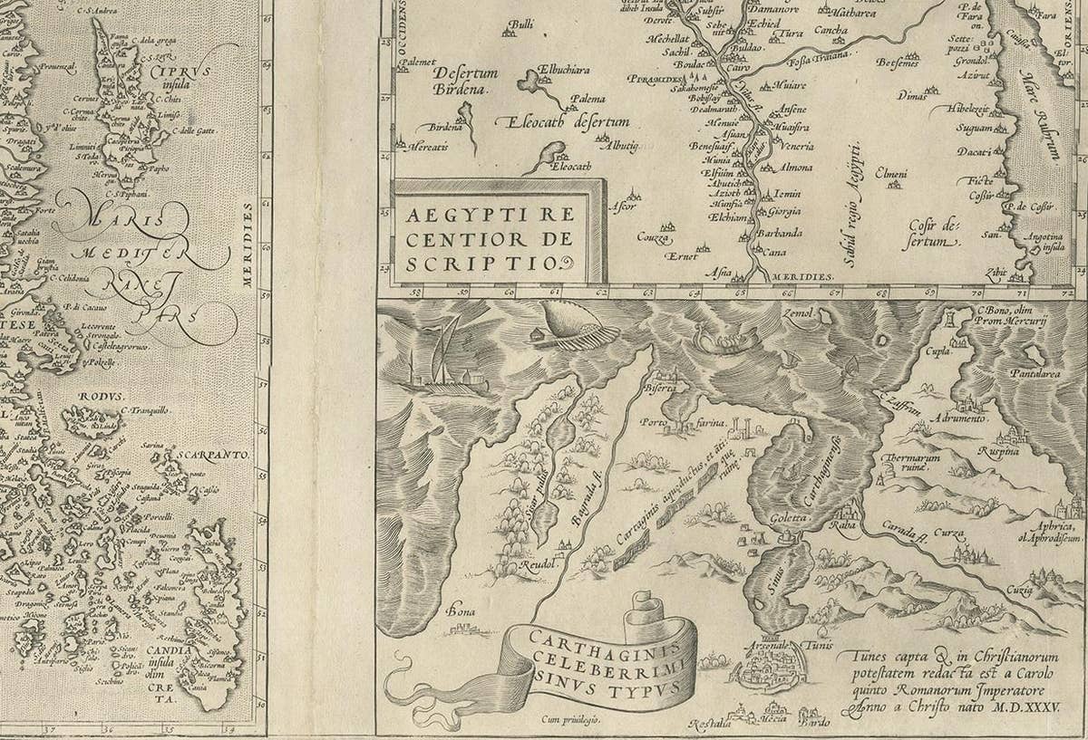 Antique Map of Asia Minor, Region of the Nile and Region of the City of Carthage
