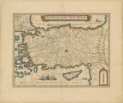 Antique Map of Asia Minor - Turkey, Cyprus and the Islands in the Aegean, c.1640