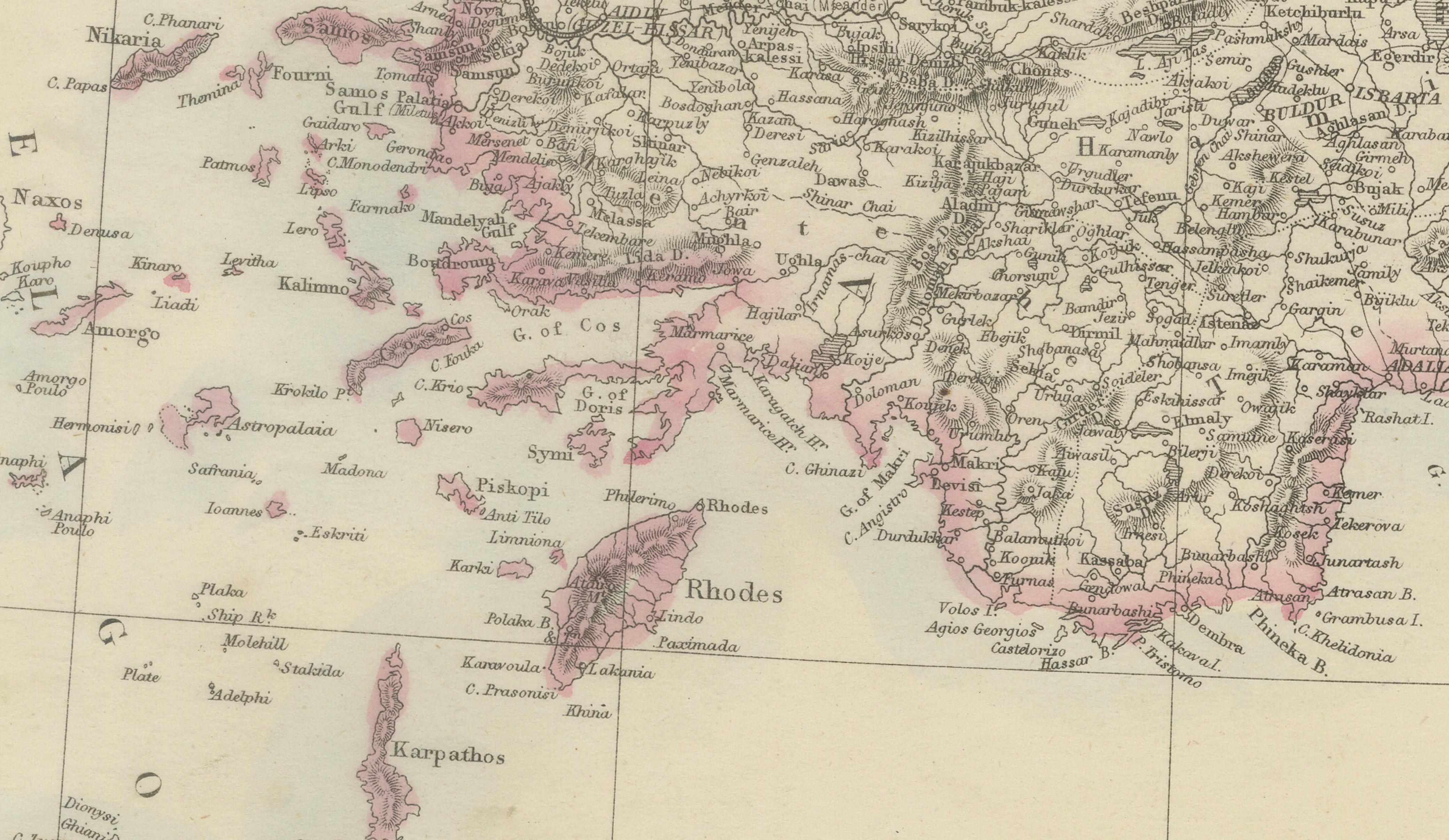 Antique Map of Asia Minor Turkey by Edward Weller, Weekly Dispatch, 1863