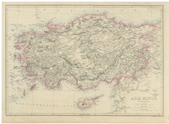 Antique Map of Asia Minor Turkey by Edward Weller, Weekly Dispatch, 1863