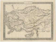 Antique Map of Asia Minor Turkey with Greek Key Border by Tallis, c.1850