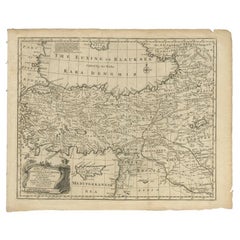 Antique Map of Asia Minor with Cyprus, Syria and Turkey and the Black Sea, 1747