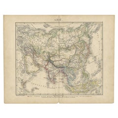 Antique Map of Asia Showing the European Language Areas, c.1873