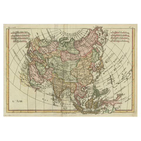 Antique Map of Asia, Showing Tradewinds, Silke Route Cities Etc, c.1780