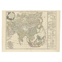 Carte ancienne d'Asie avec informations supplémentaires sur le pays, vers 1749