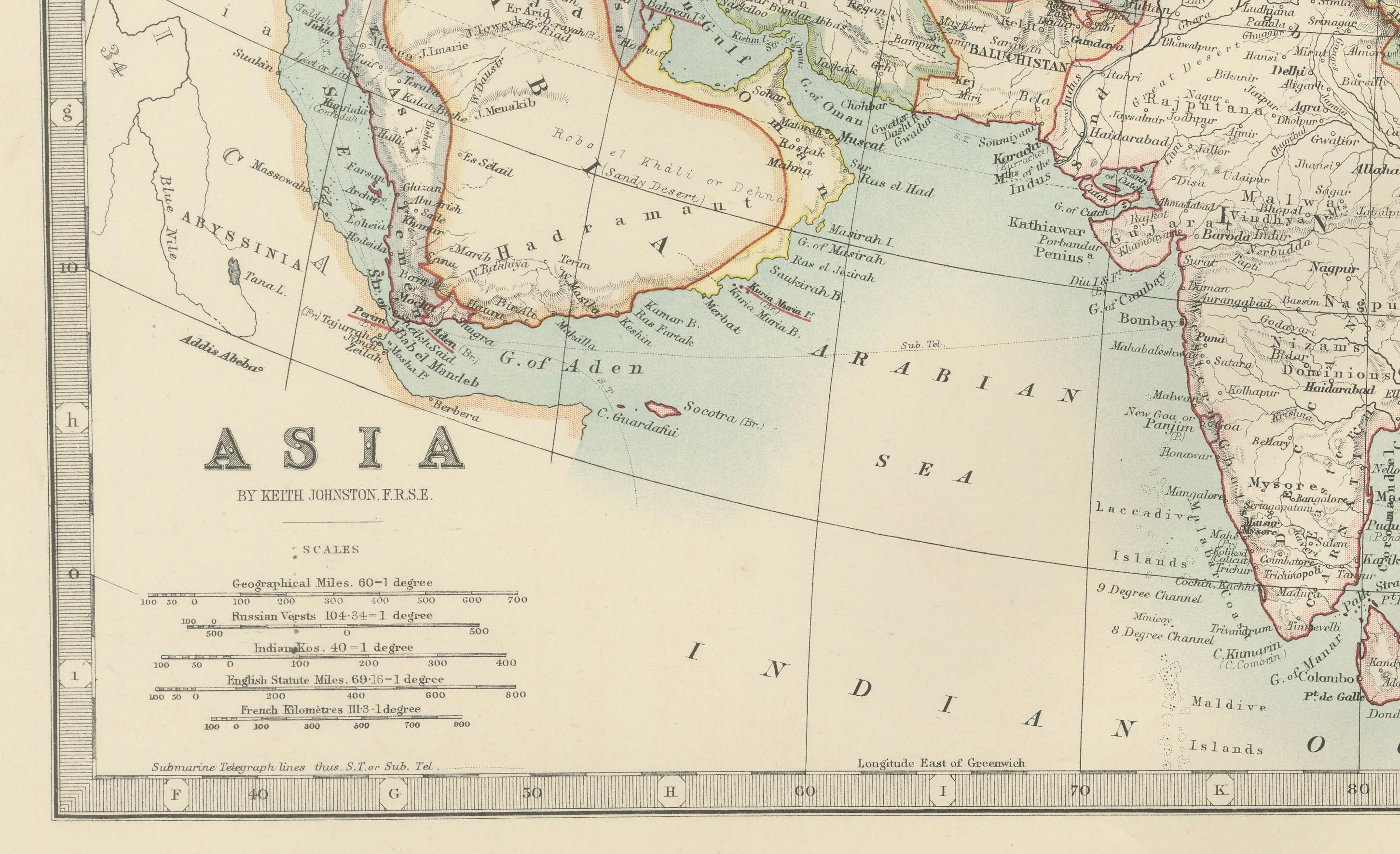 Titre : Carte ancienne de l'Asie, 1903, avec des frontières provinciales complexes et des caractéristiques côtières

Description :
Cette carte ancienne, intitulée 
