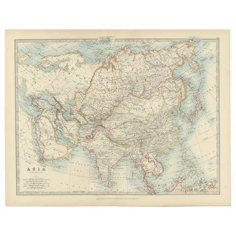 Antique Map of Asia with Intricate Provincial Boundaries, Published in 1903