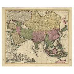 Antique Map of Asia with Northern Portion of Australia “Hollandia Nova", 1727