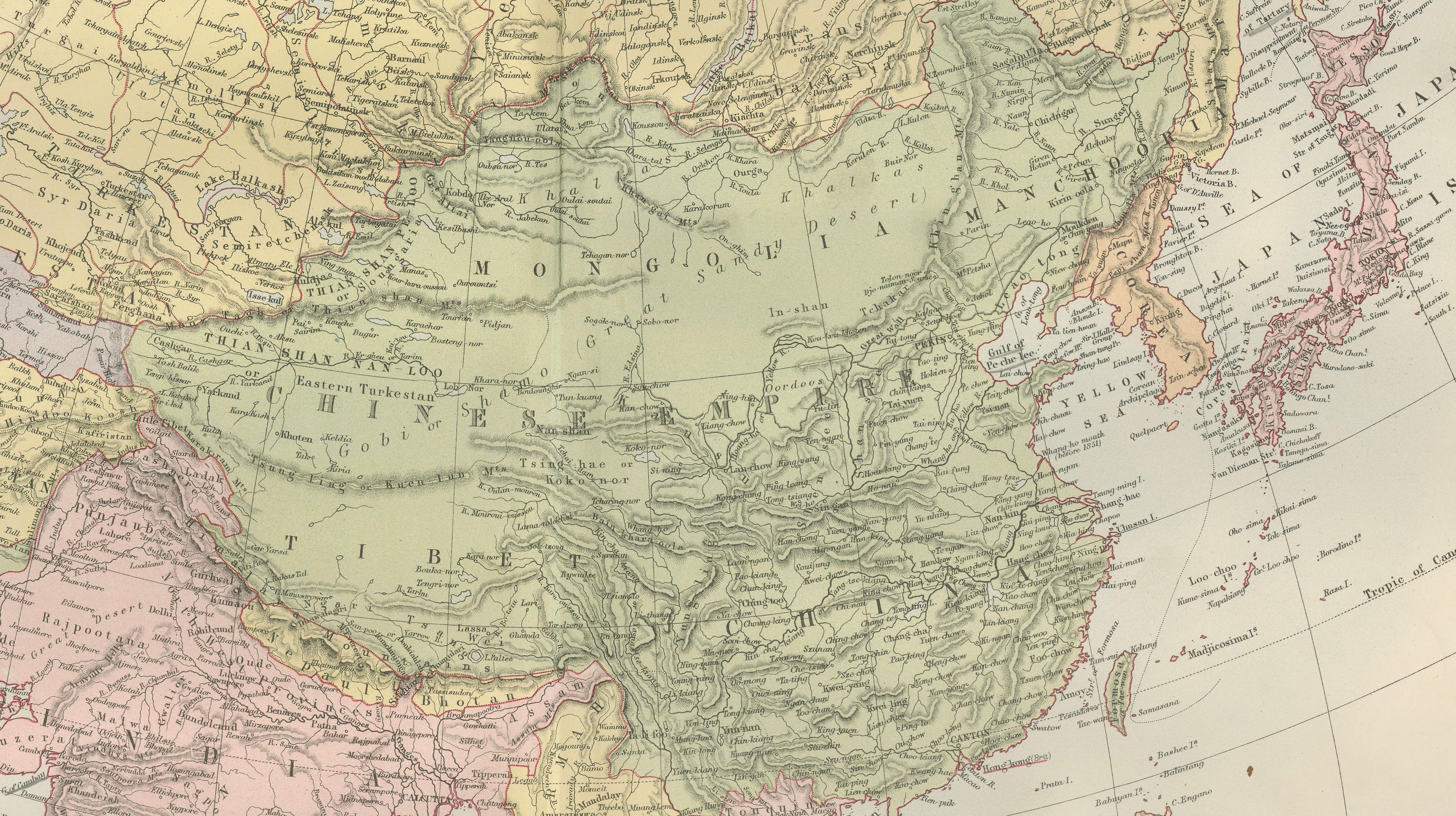 Antique Map of Asia with Political Divisions – Black’s Atlas, 1884