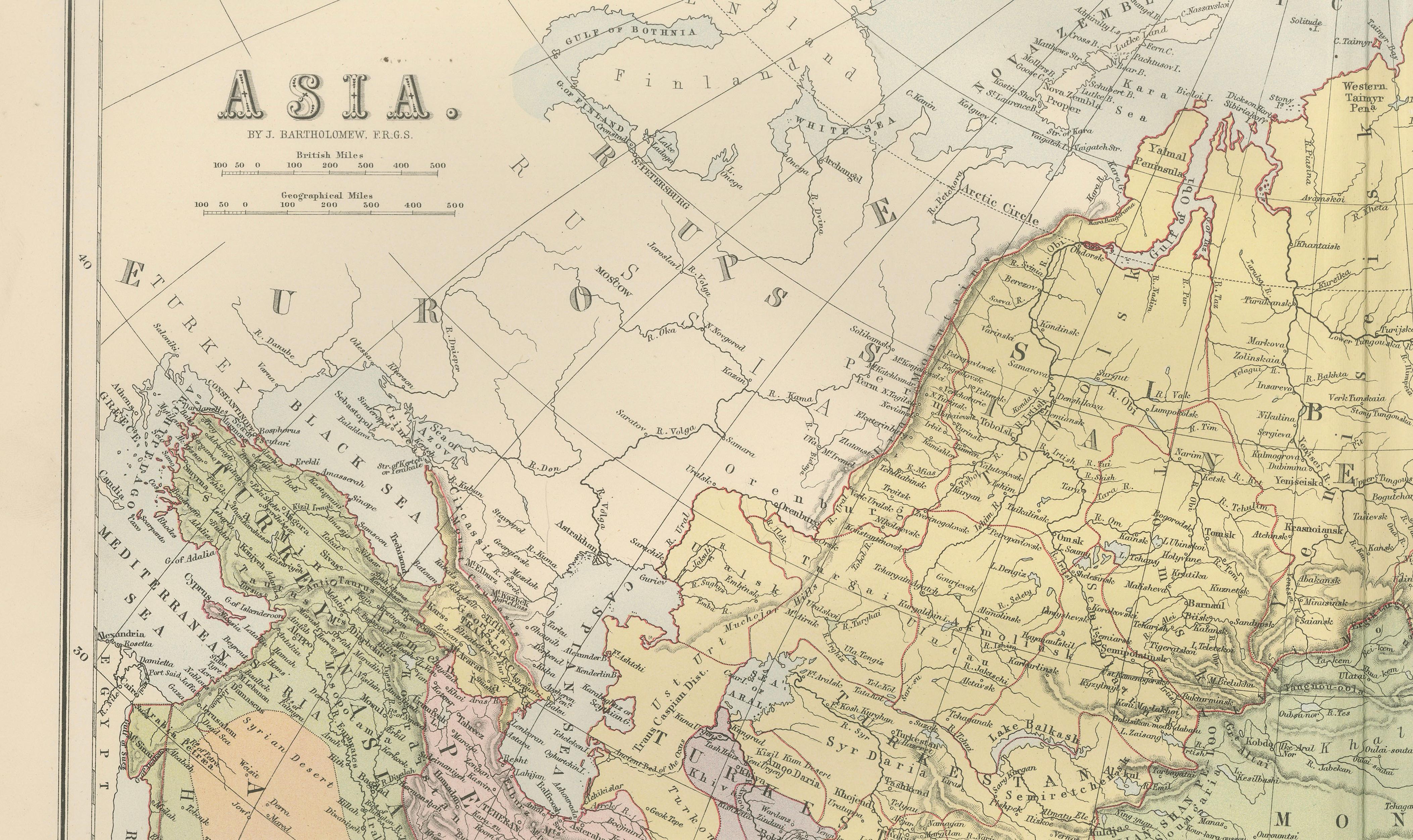 Antique Map of Asia with Political Divisions – Black’s Atlas, 1884