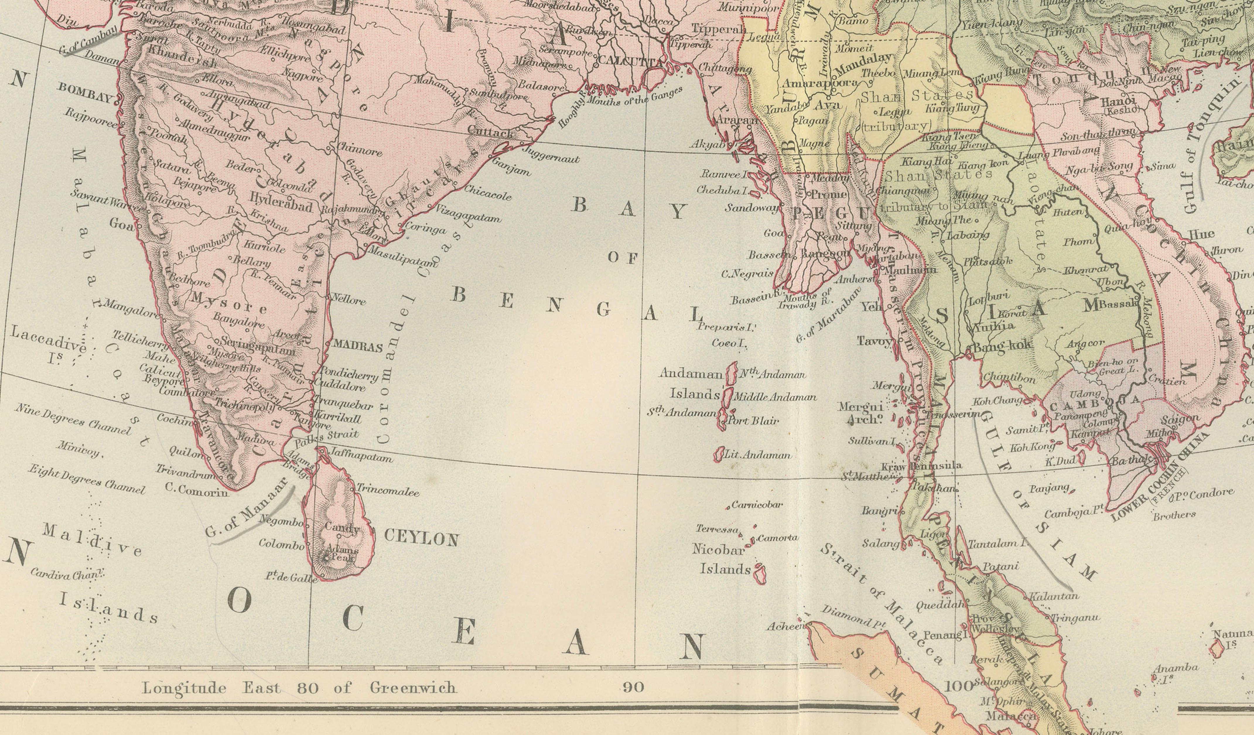 Antique Map of Asia with Political Divisions – Black’s Atlas, 1884