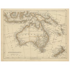 Antique Map of Australasia by Lowry, 1852