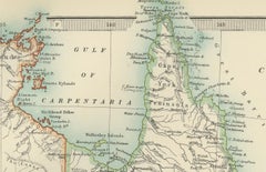 Antique Map of Australia, 1903, with Colonial Divisions and Detailed Topography