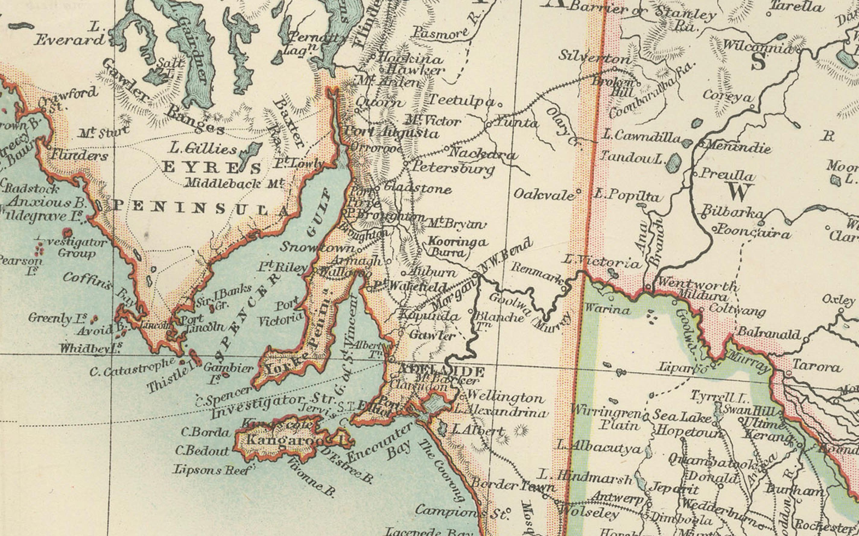 Carte ancienne de l'Australie, 1903, avec les divisions coloniales et la topographie détaillée en vente 1