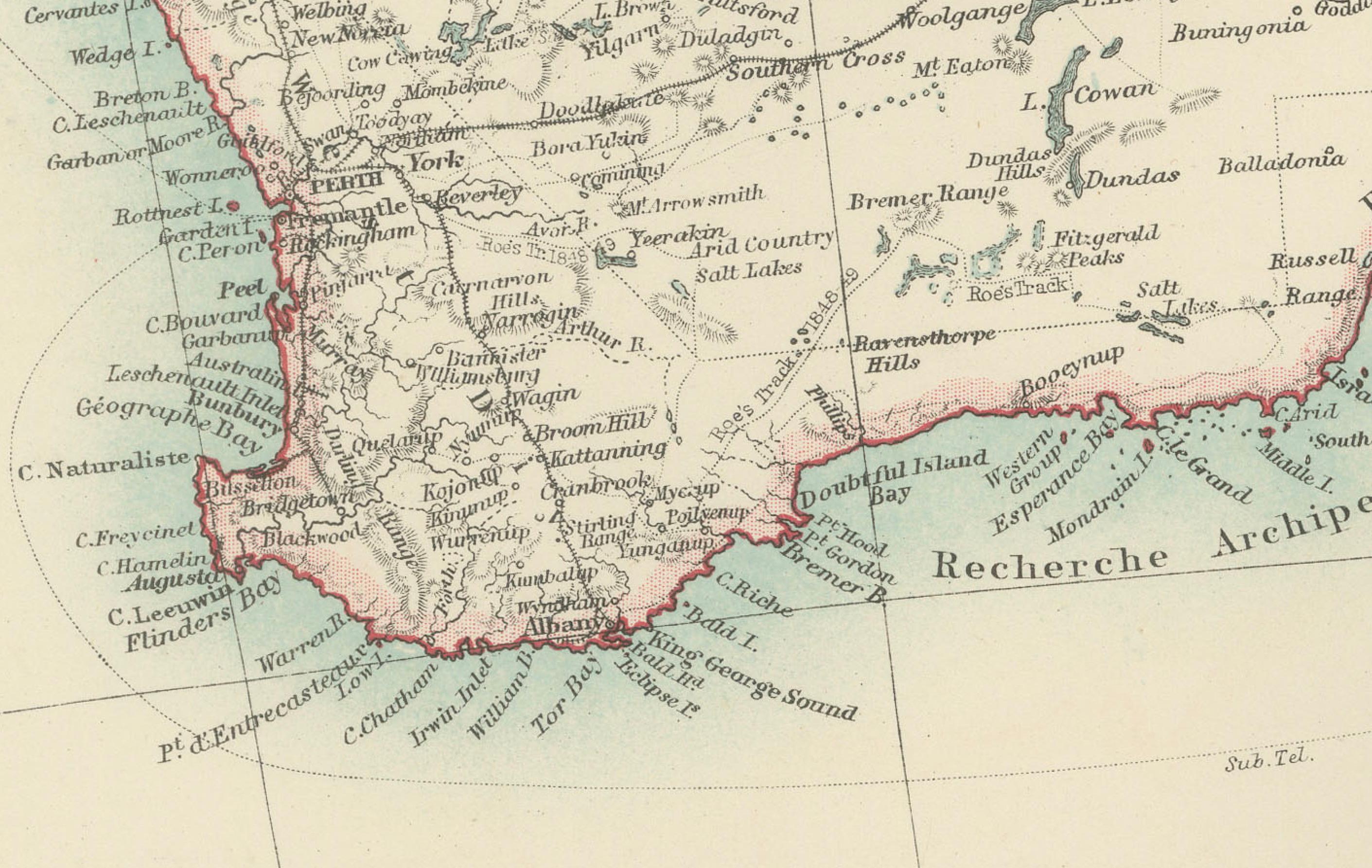 Carte ancienne de l'Australie, 1903, avec les divisions coloniales et la topographie détaillée en vente 2
