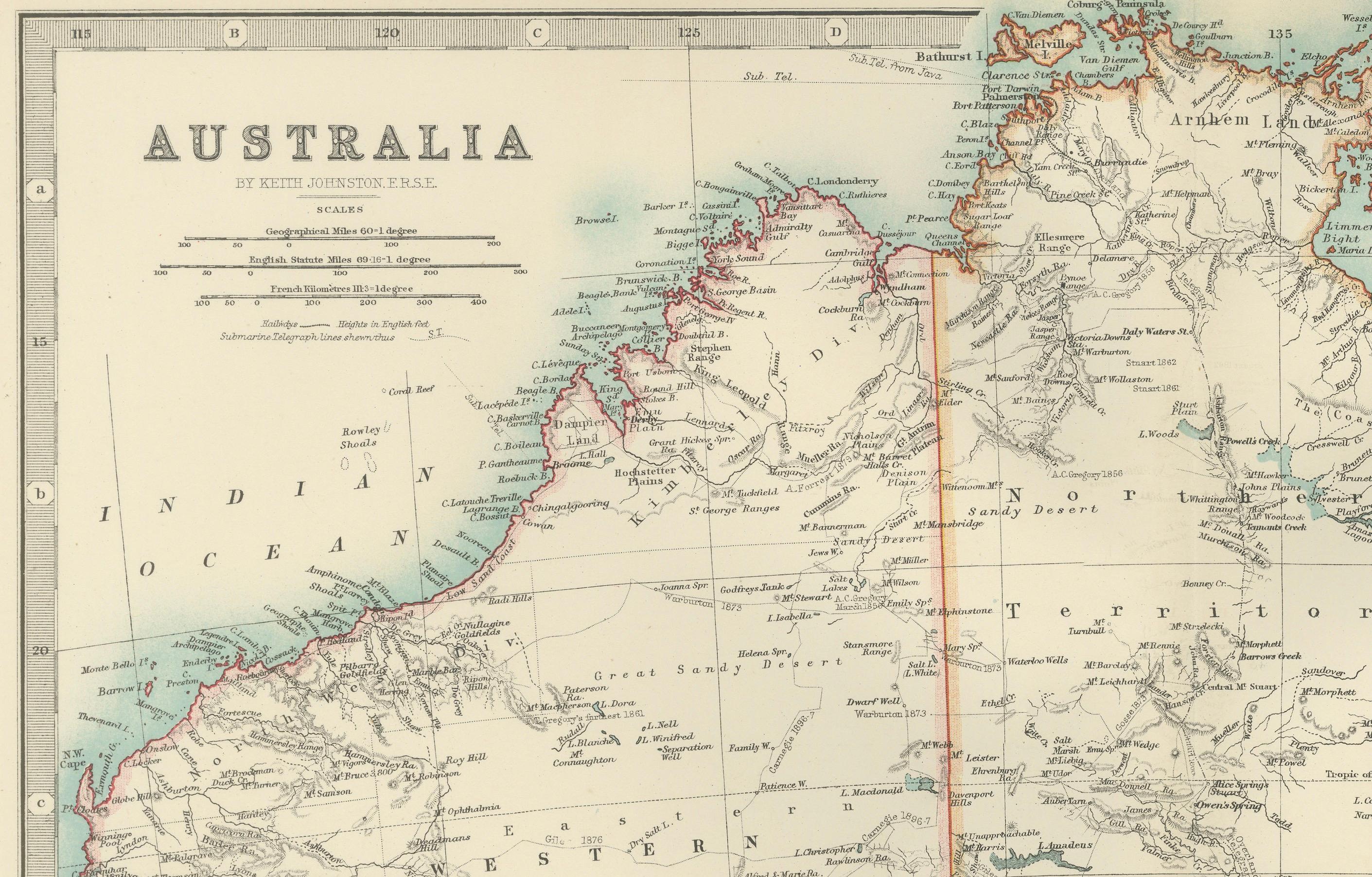 Carte ancienne de l'Australie, 1903, avec les divisions coloniales et la topographie détaillée en vente 4