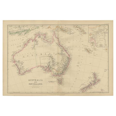 Antique Map of Australia and New Zealand by W. G. Blackie, 1859