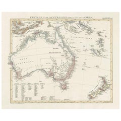 Mappa antica dell'Australia e delle isole circostanti di F. von Stülpnagel, 1850
