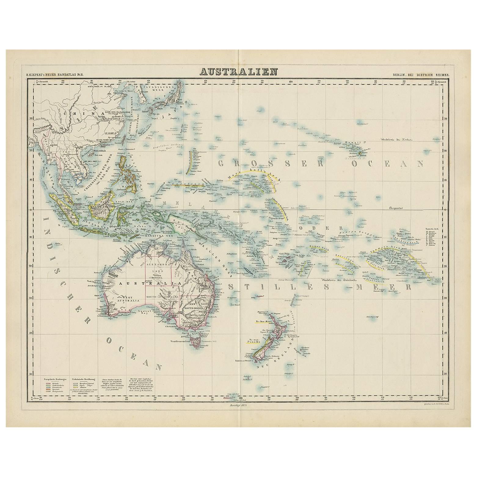 Antique Map of Australia by H. Kiepert, 1875
