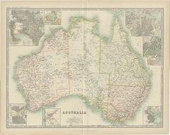 Antique Map of Australia by Johnston '1909'