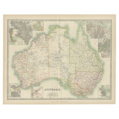 Carte ancienne de l'Australie par Johnston '1909'