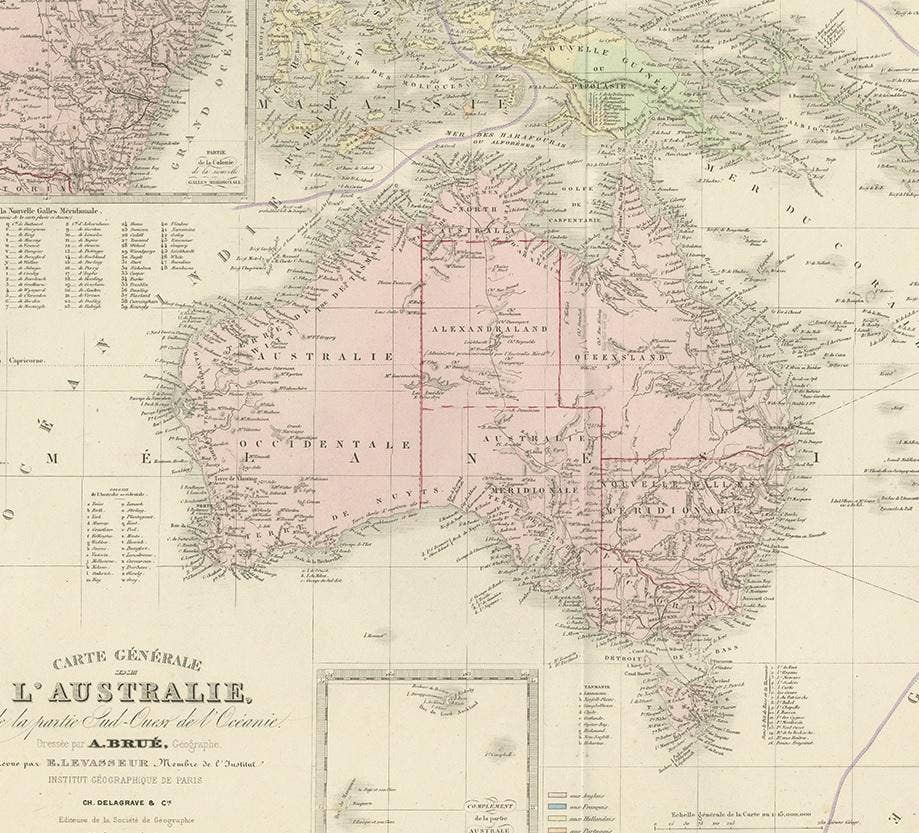 Antique Map of Australia by Levasseur, '1875'