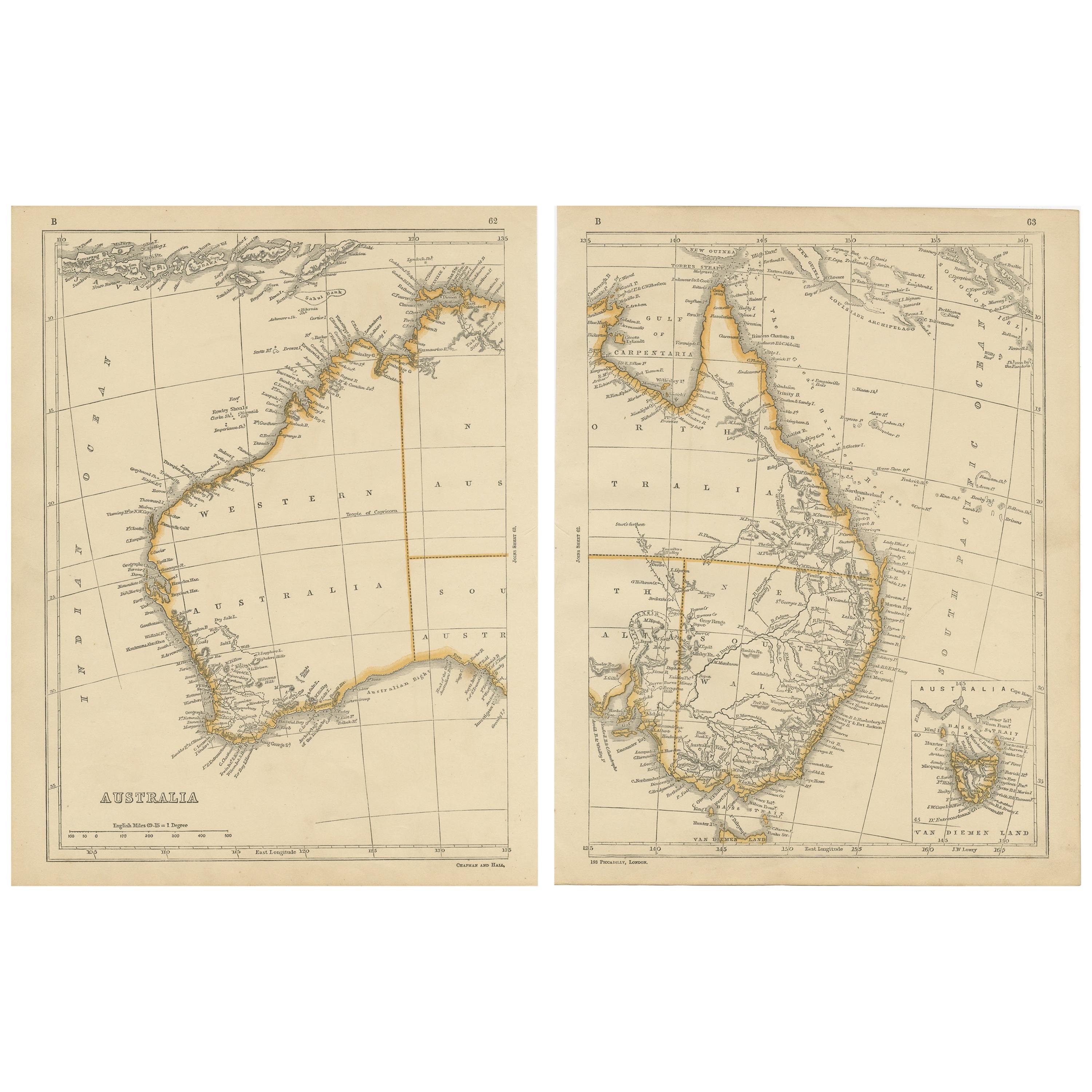 Antique Map of Australia by Lowry, 1852
