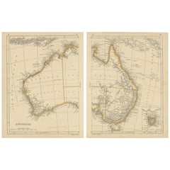 Carte ancienne d'Australie par Lowry, 1852