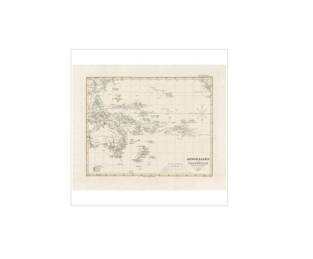 Antique Map of Australia, New Zealand and Oceania by F. von Stülpnagel, 1850