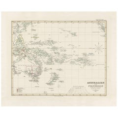 Mapa antiguo de Australia, Nueva Zelanda y Oceanía por F. von Stülpnagel, 1850