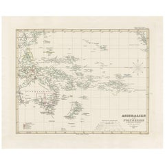 Carte ancienne de l'Australie, de la Nouvelle-Zélande et de l'Océanie par F. von Stülpnagel, 1850