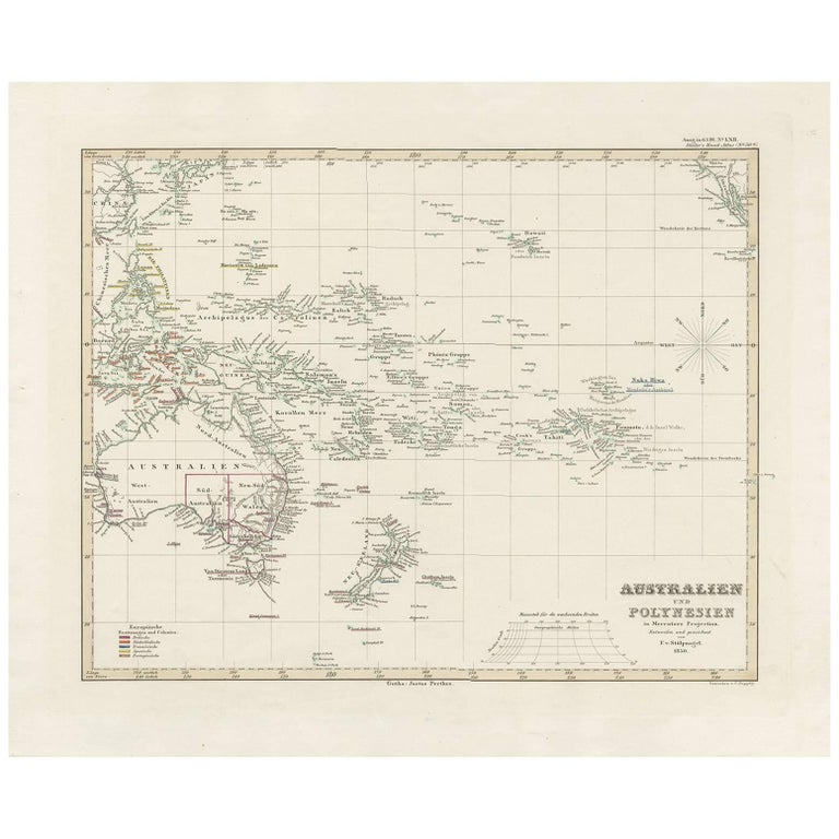 Antique Map of Australia, New Zealand and Oceania by F. von Stülpnagel
