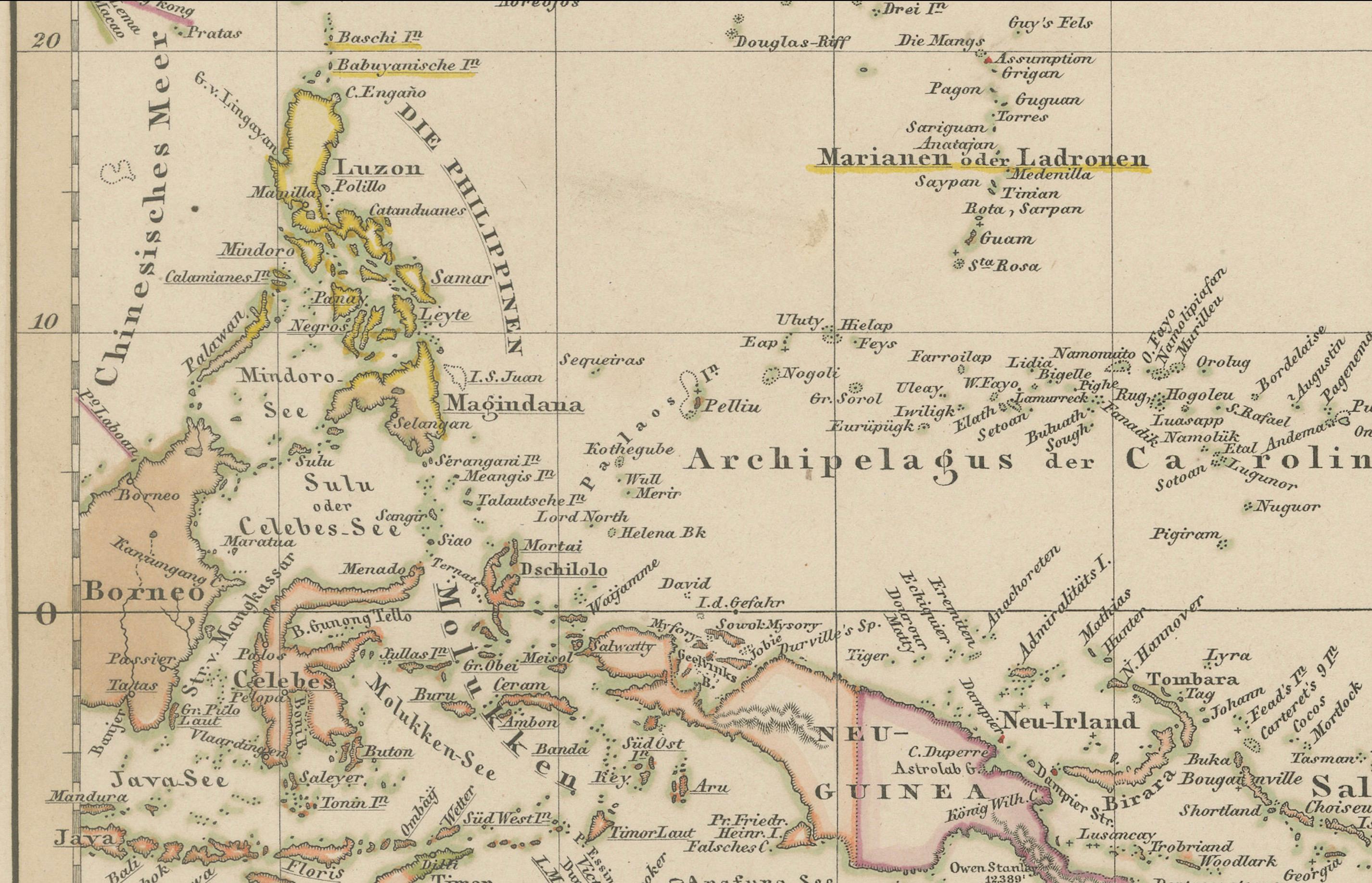 Mapa antiguo de Australia, Nueva Zelanda y Polinesia - Stülpnagel, 1857

Descripción:
Este mapa finamente grabado y delicadamente coloreado a mano titulado 