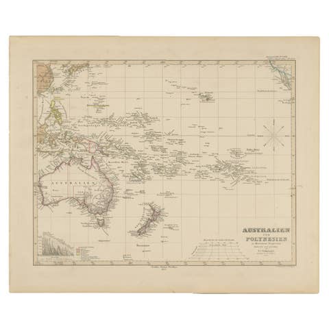 Antique Map of Australia, New Zealand & Polynesia – Stülpnagel, 1857