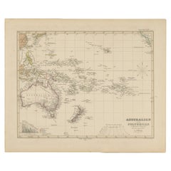 Mapa antiguo de Australia, Nueva Zelanda y Polinesia - Stülpnagel, 1857