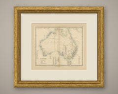 Antique Map of Australia with the 1855 Population Table and County Lists, 1858