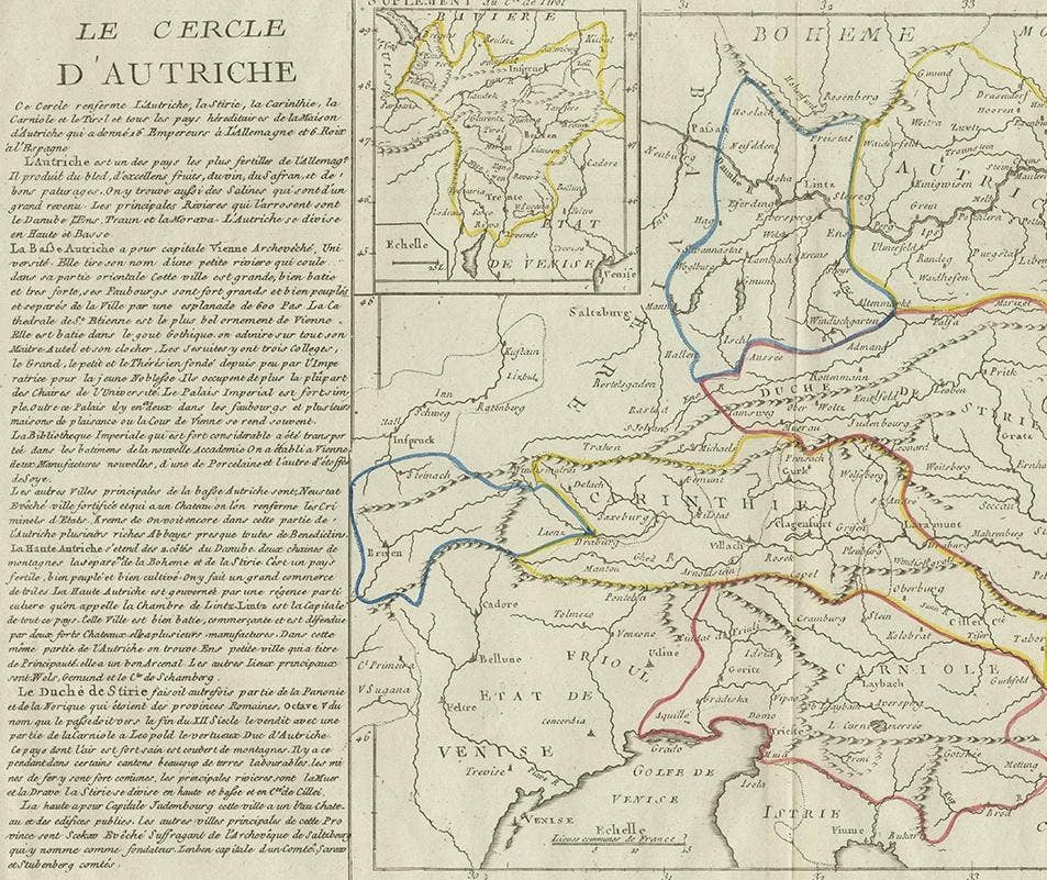 Antique Map of Austria by Clouet '1787'