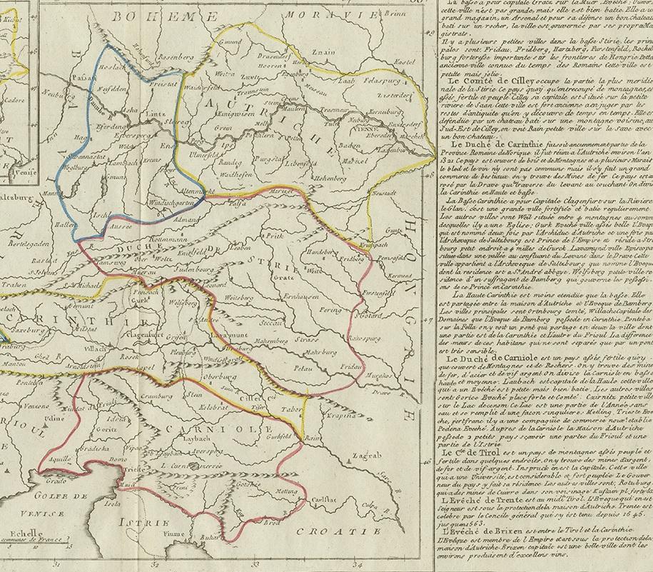 18th Century Antique Map of Austria by Clouet '1787' For Sale