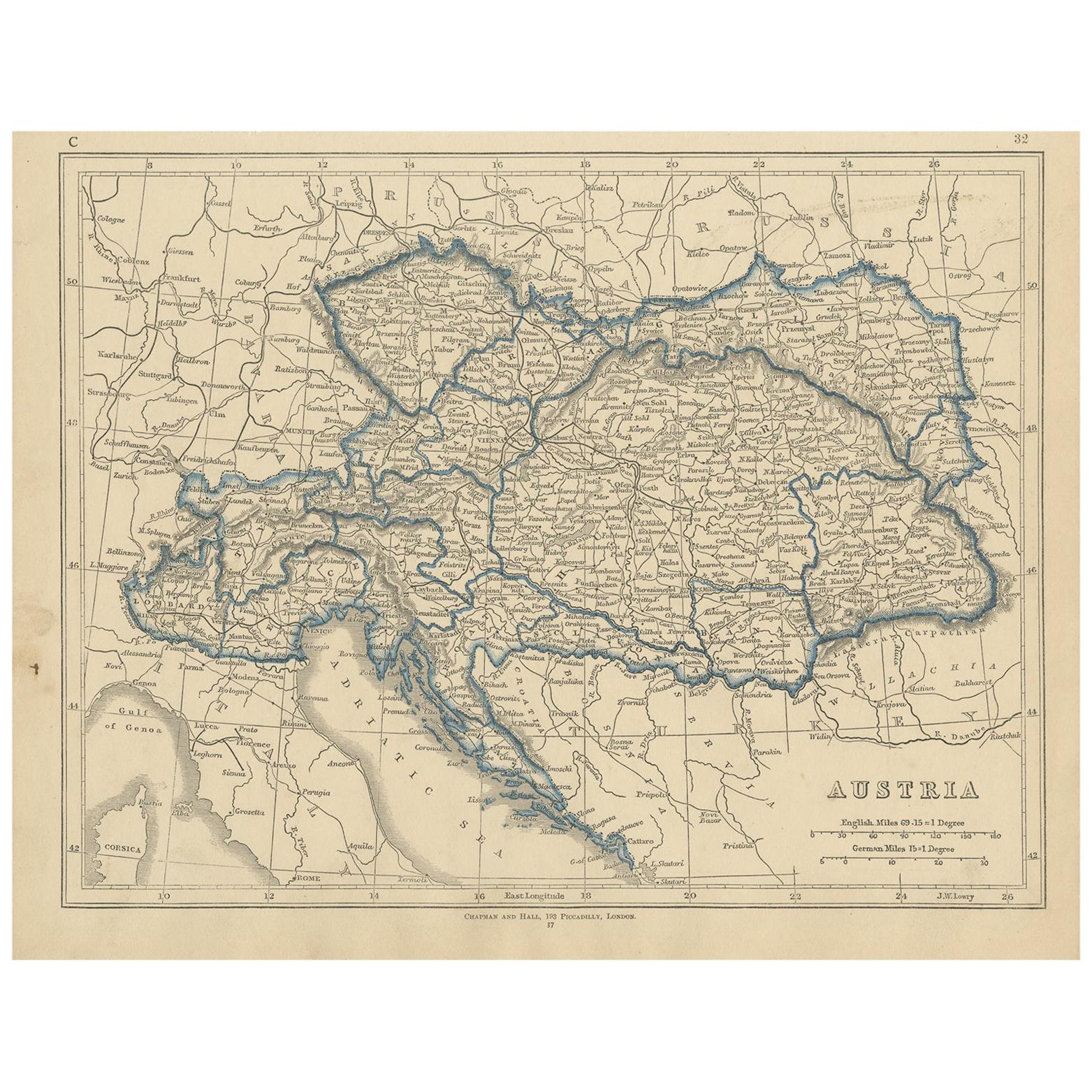 Carte ancienne d'Autriche par Lowry, 1852