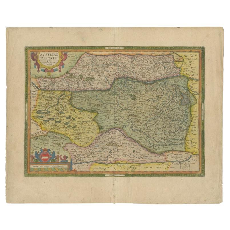 Carte ancienne de l'Autriche par Ortelius, vers 1612 État moyen - En vente à Langweer, NL
