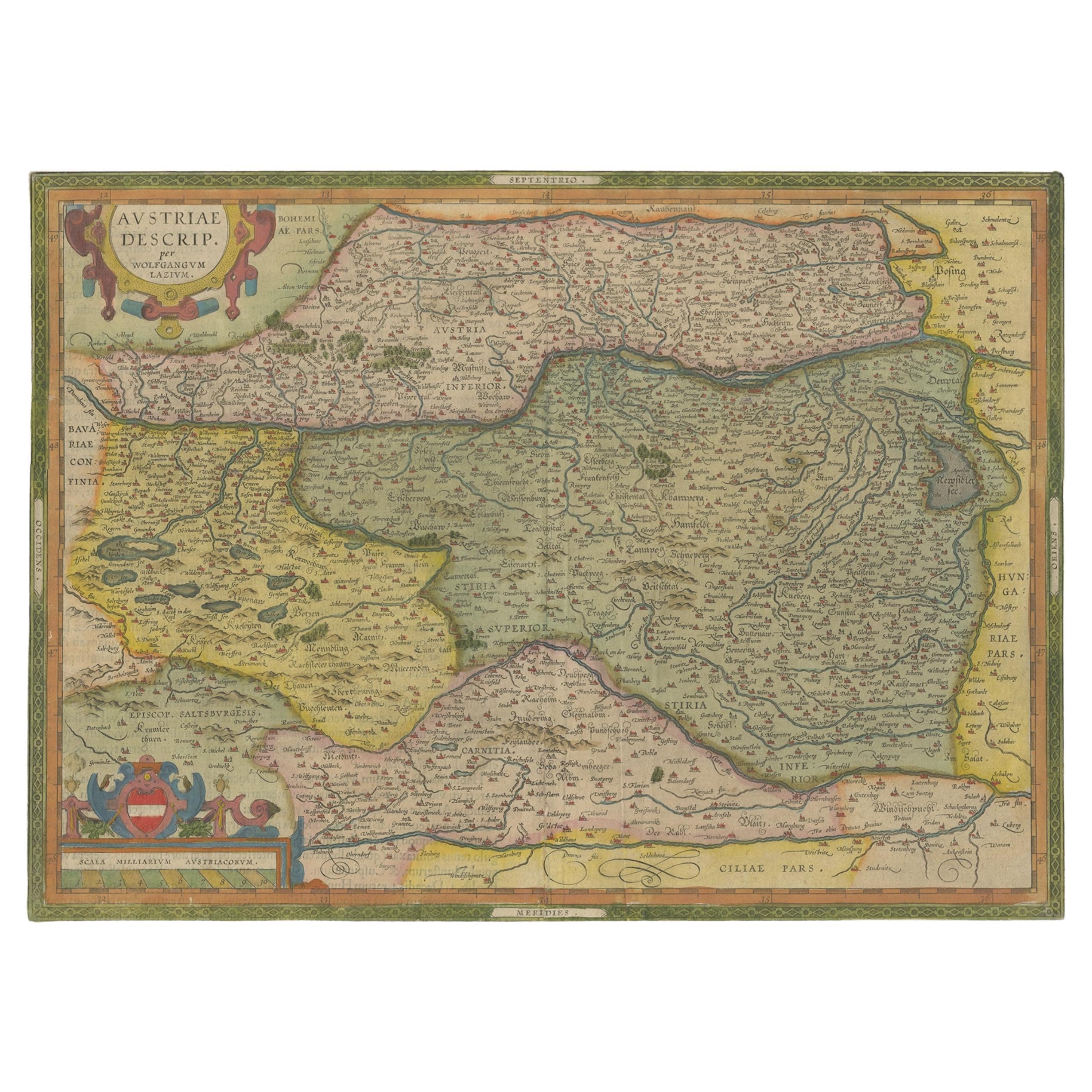 Antique Map of Austria by Ortelius, c.1612 In Fair Condition For Sale In Langweer, NL