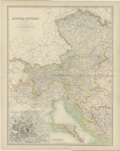 Antique Map of Austria- Hungary by Johnston '1909'