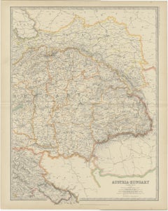 Antique Map of Austria- Hungary by Johnston, '1909'