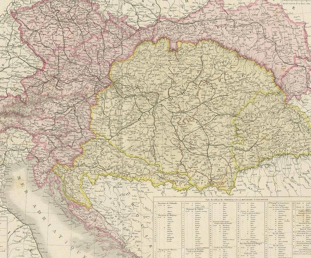 Antique Map of Austria-Hungary by Levasseur, '1875'